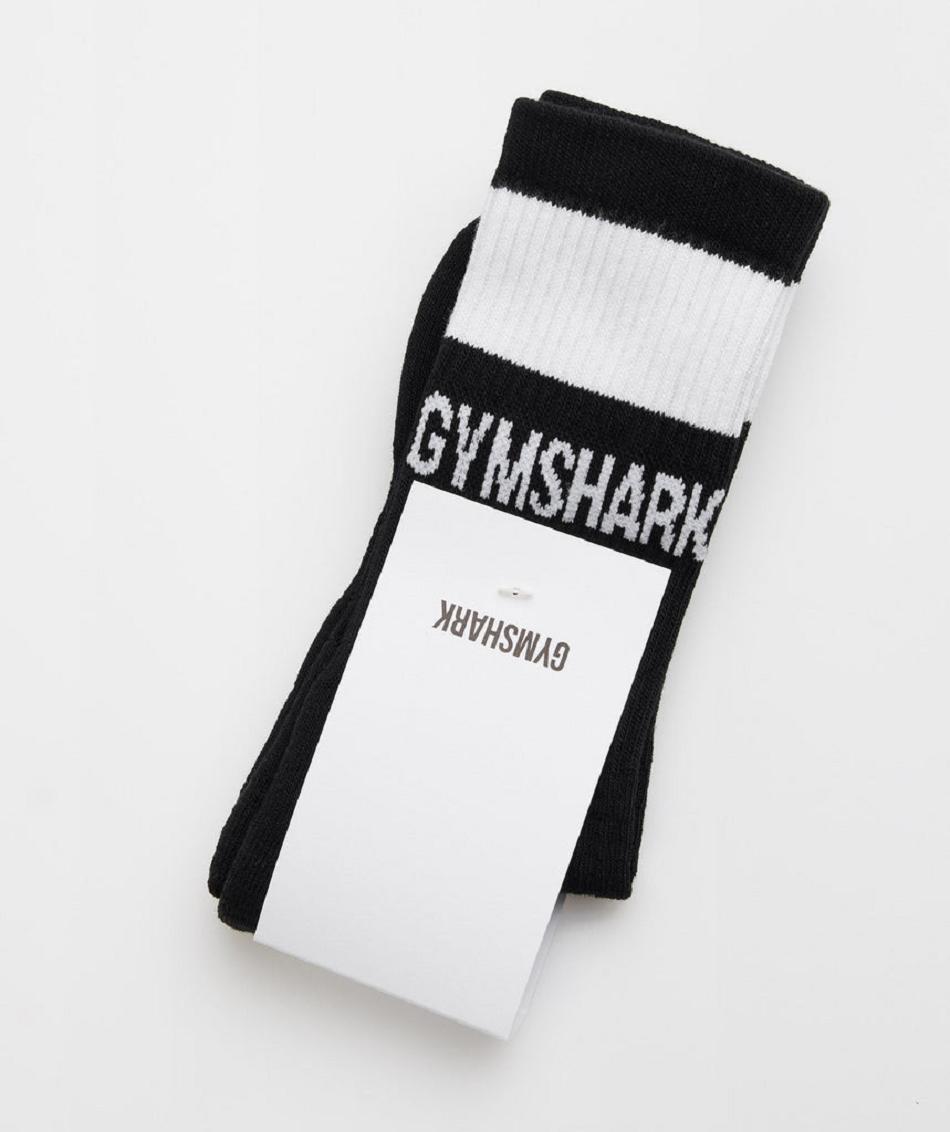 Calcetines Gymshark Premium Jacquard Single Mujer Negras Blancas | CO 3122DFM